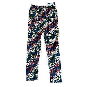 Tommy Hilfiger Girl's Leggings Blue All Over Logo Rainbow NEW Sz L (12/14)